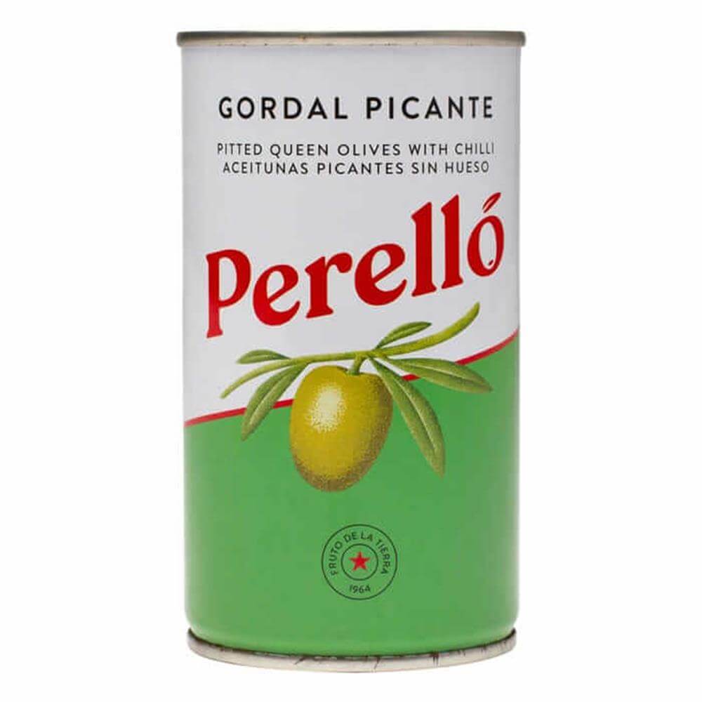 Perello Spanish Green Pitted Queen Olives With Hot Chilli 350g